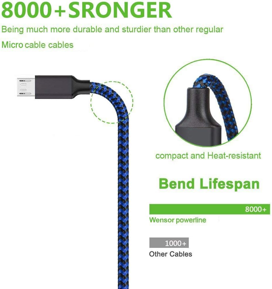 Micro USB Cable 1Ft 5 Pack, Short Android Charger Cable Braided Fast Charging Phone Charger Cord Compatible with Galaxy S7 S6 Edge, Kindle, Note 5, Windows Smartphones and More - Blue
