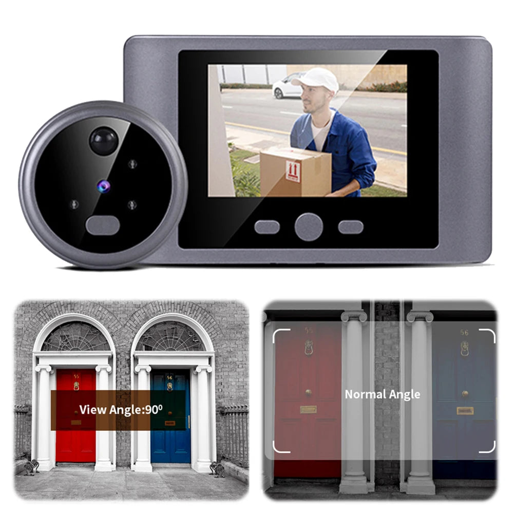 Wireless Peephole Video Doorbells PIR Motion Detector Door Peephole Eye Camera 90° Wide Angle 2.8Inch LCD Screen Home Security