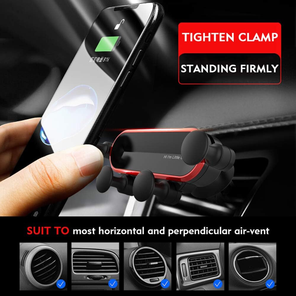 Car Phone Holder Mount, Cell Phone Car Air Vent Clip Holder, Auto Lock Hands Free Car Mini Bracket Cover to 4-6 Inch Device, Red