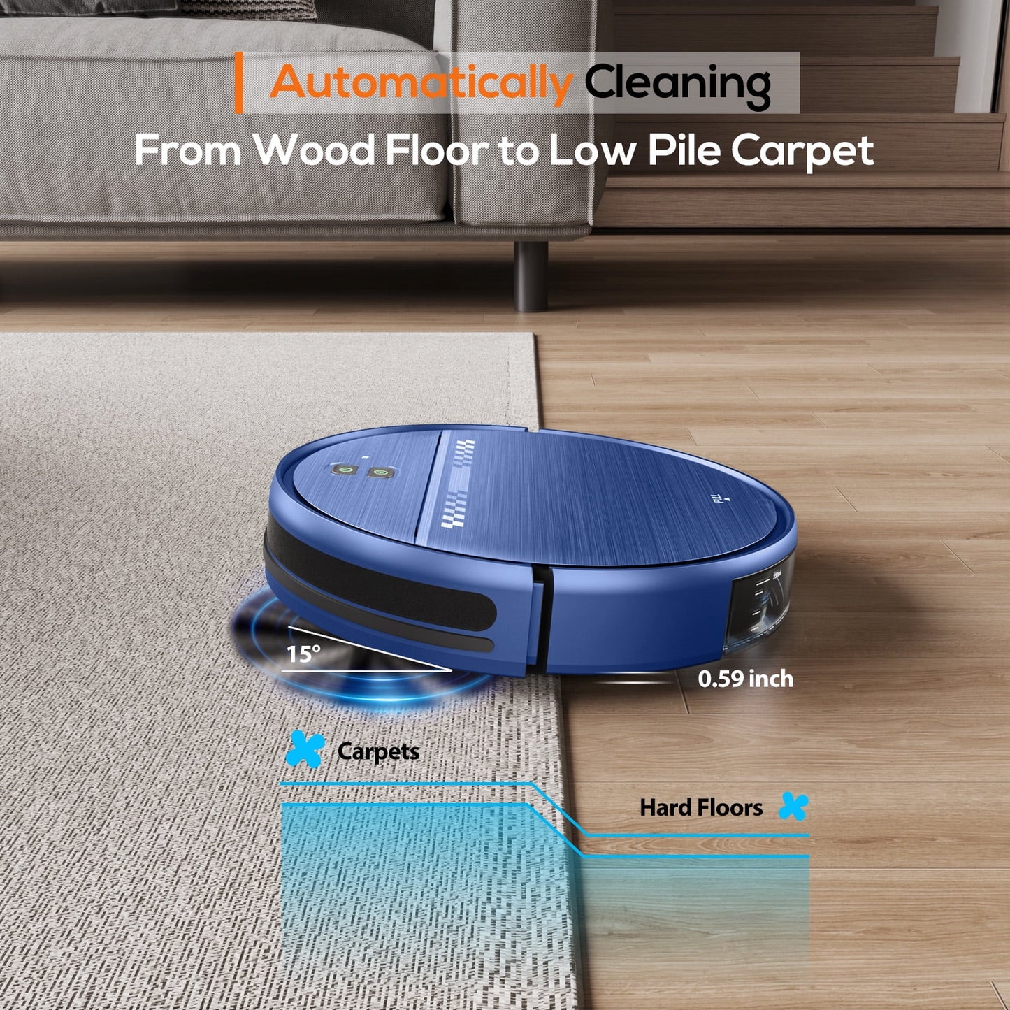 Robot Vacuum Cleaner, 2 in 1 Robot Vacuum and Mop Combo for Pet Hair, Hard Floor