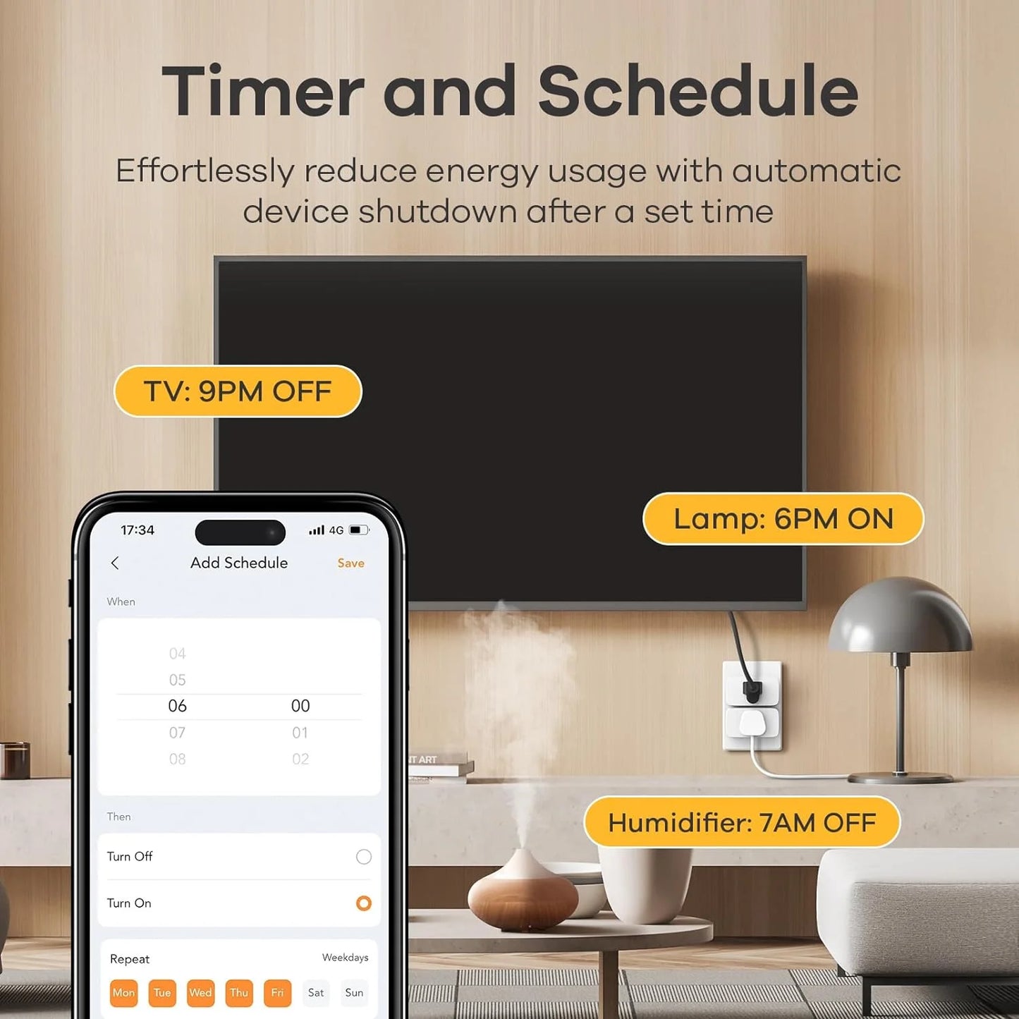 Matter , Work with Apple Home, Siri, Alexa, 15A/1800W Max Smart Outlet, Smart Home Socket 2.4G Wi-Fi, APP Control, Timer, 2 Pack