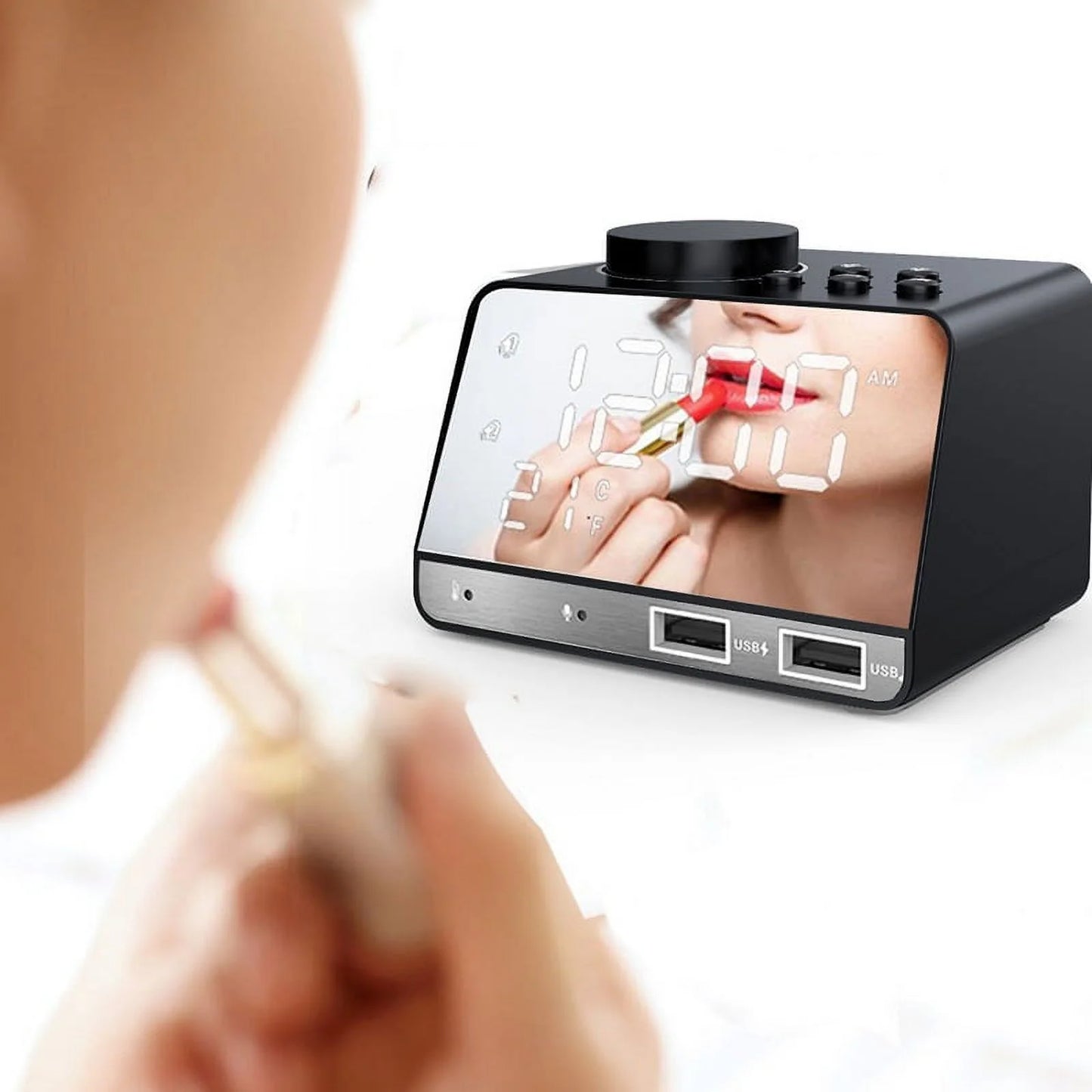 Smart Alarm Clock Radio Bluetooth Digital Speaker Alarm Clocks with Dual USB Charging Port and LED Display