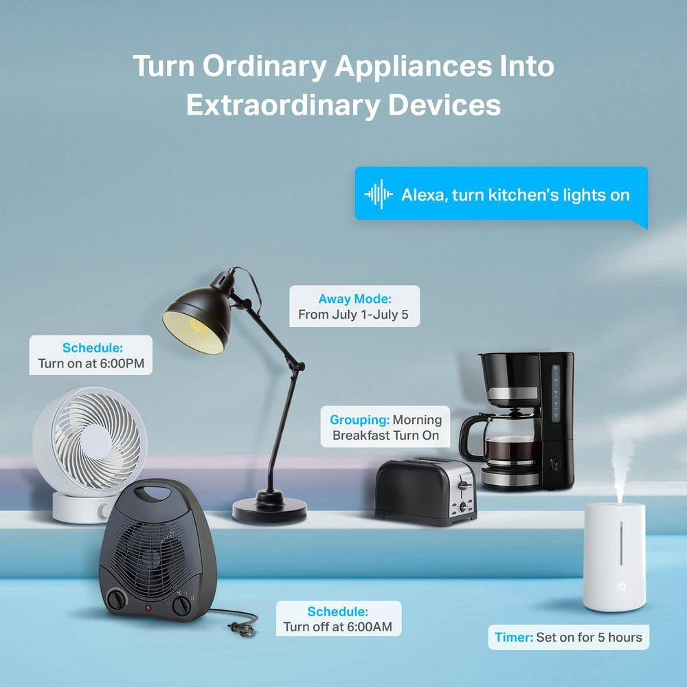 15A Mini Smart Plug 2. 4G WI-FI Outlet with Alexa, Google Home and IFTTT White 4-Pack