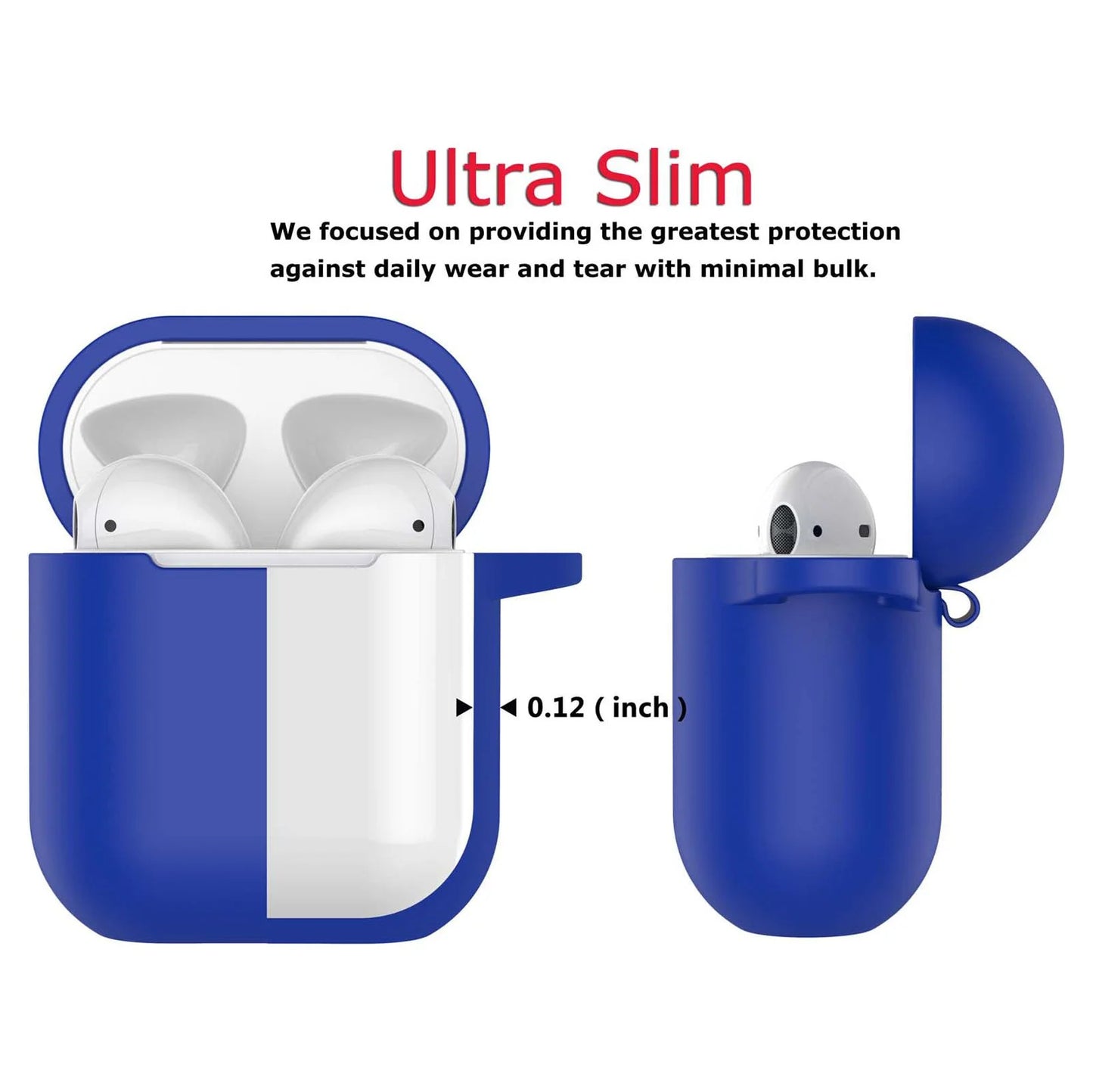 Airpods 1 & 2 Silicone Case, Airpods Case with Keychain, Shockproof Protective Premium Silicone Cover Skin for Apple Airpods 1St & 2Nd -Blue