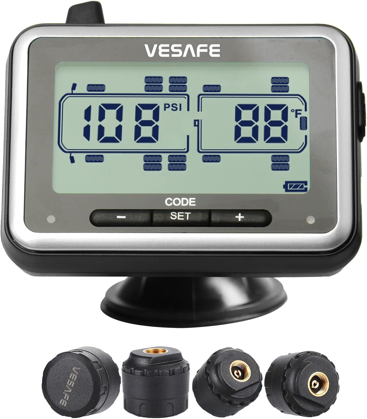TPMS, Wireless Tire Pressure Monitoring System for RV, Trailer, Coach, Motor Home, Fifth Wheel, with 4 Anti-Theft Sensors