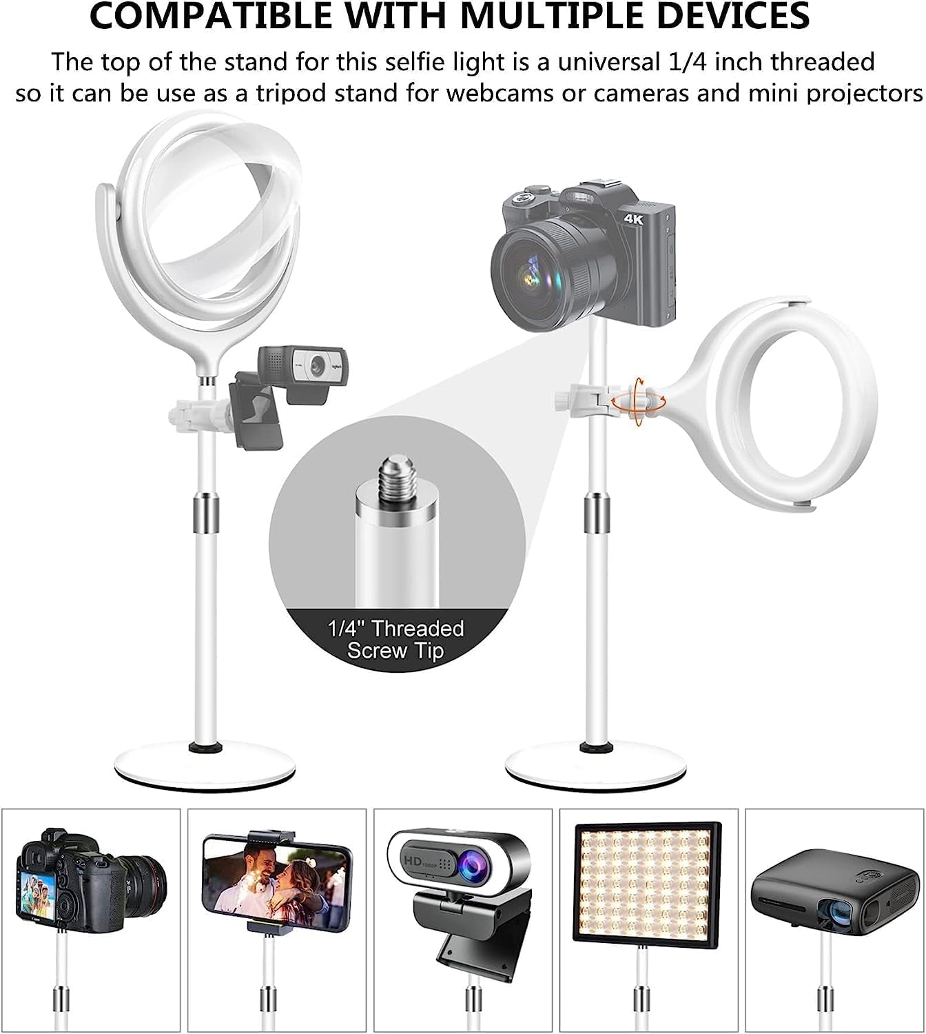 Computer Ring Light with Stand for Desk - 8'' Desktop Circle Light Ring for Video Conference Lighting, Laptop Webcam Light for Zoom Meeting Video Calls Home Office Remote Work