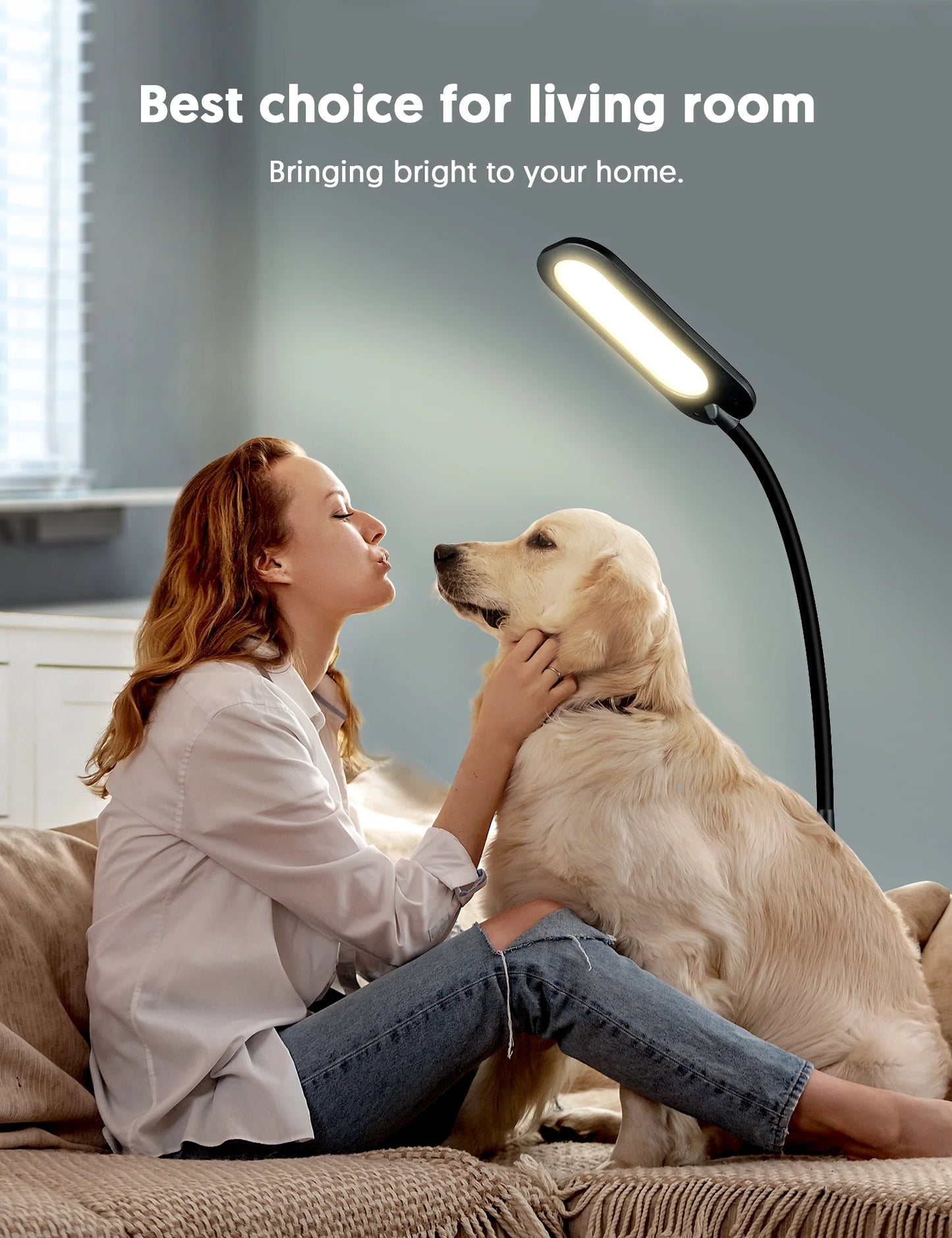 Floor Lamp, Dimmable Black Lamp with 5 Color& 4 Brightness and Adjustable Gooseneck