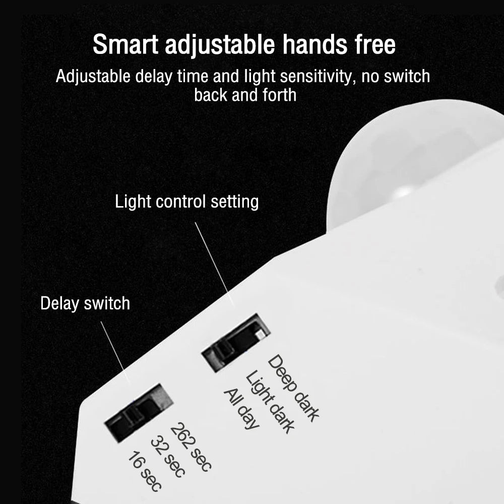 E27 PIR Motion Sensor Lamp Holder, AC 110-240V Auto On/Off, IR Detection for LED Bulbs, Wall-Mounted Socket, Energy Saving