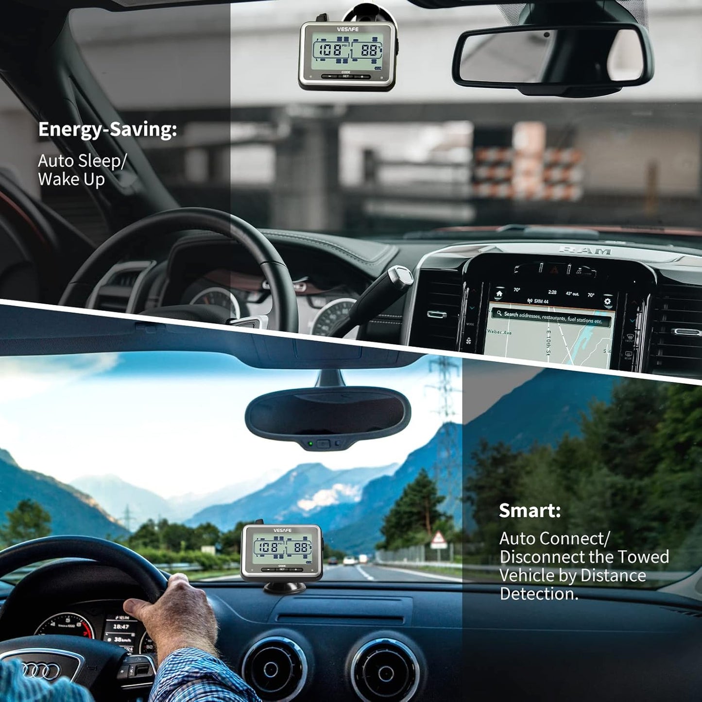 TPMS, Wireless Tire Pressure Monitoring System for RV, Trailer, Coach, Motor Home, Fifth Wheel, with 4 Anti-Theft Sensors