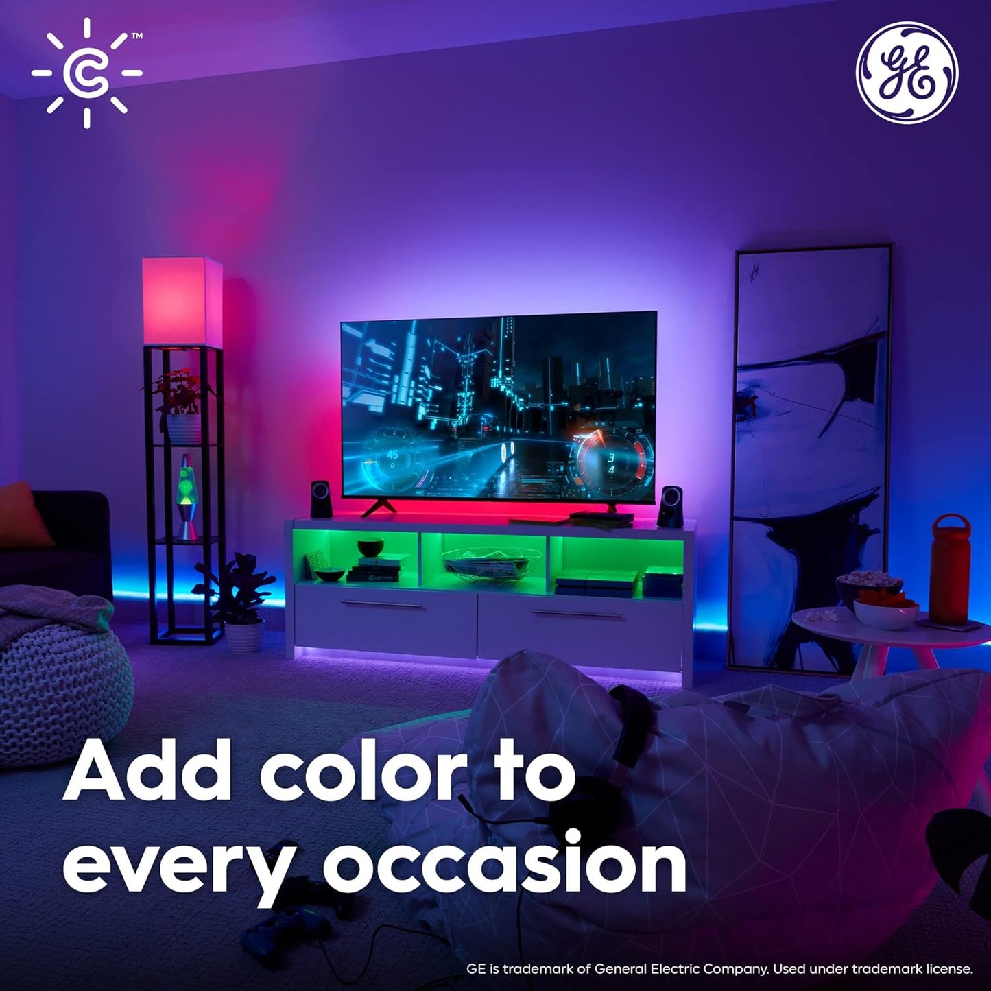 GE Smart LED Light Bulb, Color Changing Lights, Bluetooth and Wi-Fi Lights, Works with Alexa and Google Home, A19 Light Bulb (1 Pack)