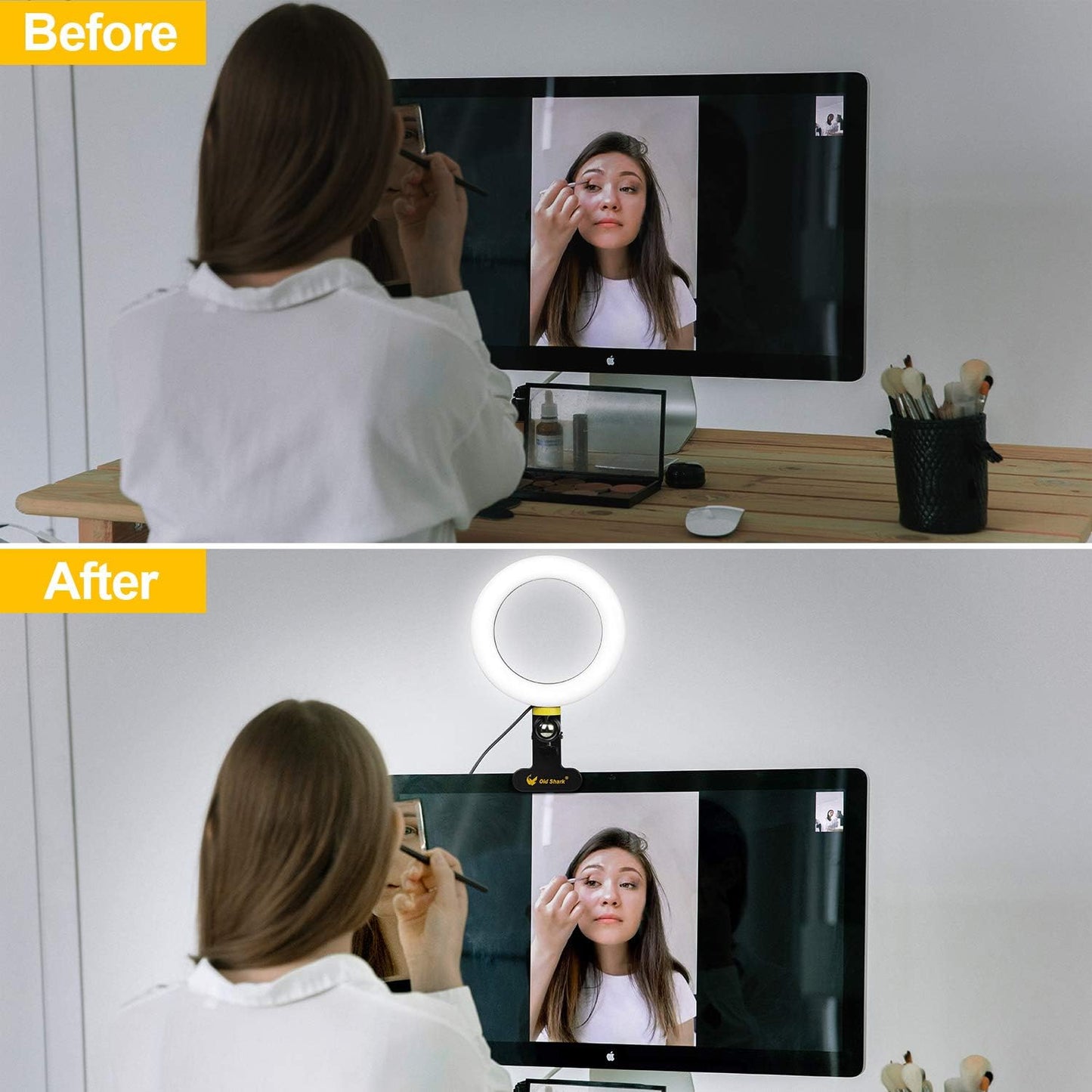 6.3” Ring Light, Desk Selfie Ring Light with Clamp Mount and Tripod Stand Phone Holder for Laptop Computer, for Youtube Video, Makeup, Selfie, Photography, Live Streaming, Tiktok