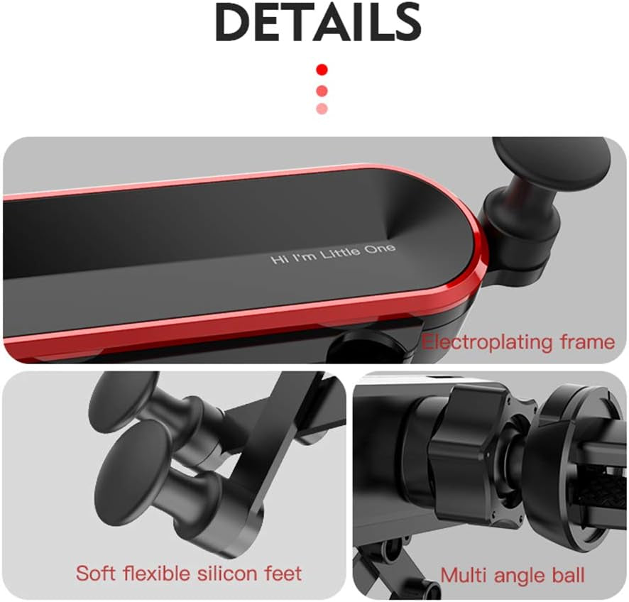 Car Phone Holder Mount, Cell Phone Car Air Vent Clip Holder, Auto Lock Hands Free Car Mini Bracket Cover to 4-6 Inch Device, Red