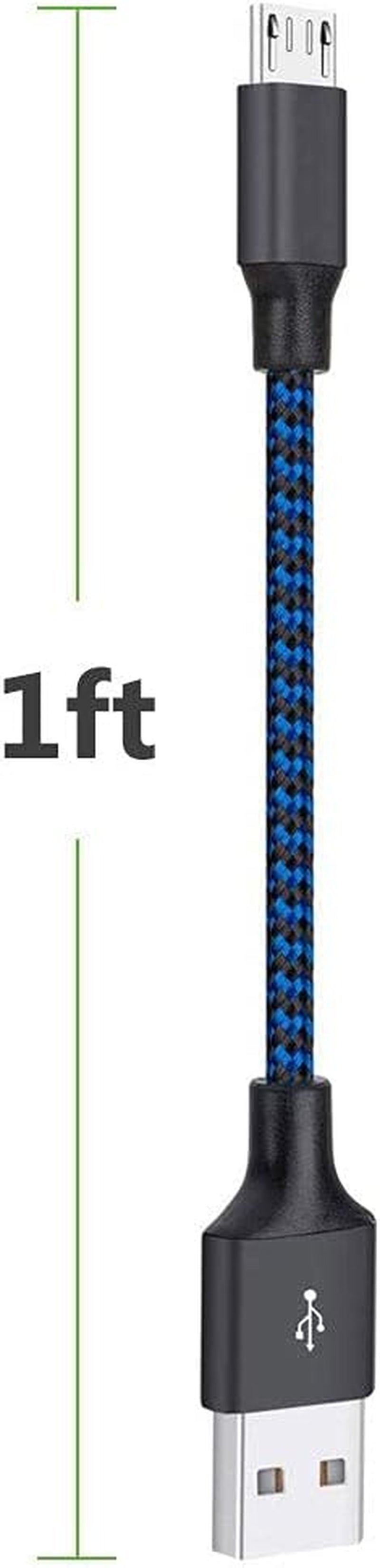 Micro USB Cable 1Ft 5 Pack, Short Android Charger Cable Braided Fast Charging Phone Charger Cord Compatible with Galaxy S7 S6 Edge, Kindle, Note 5, Windows Smartphones and More - Blue