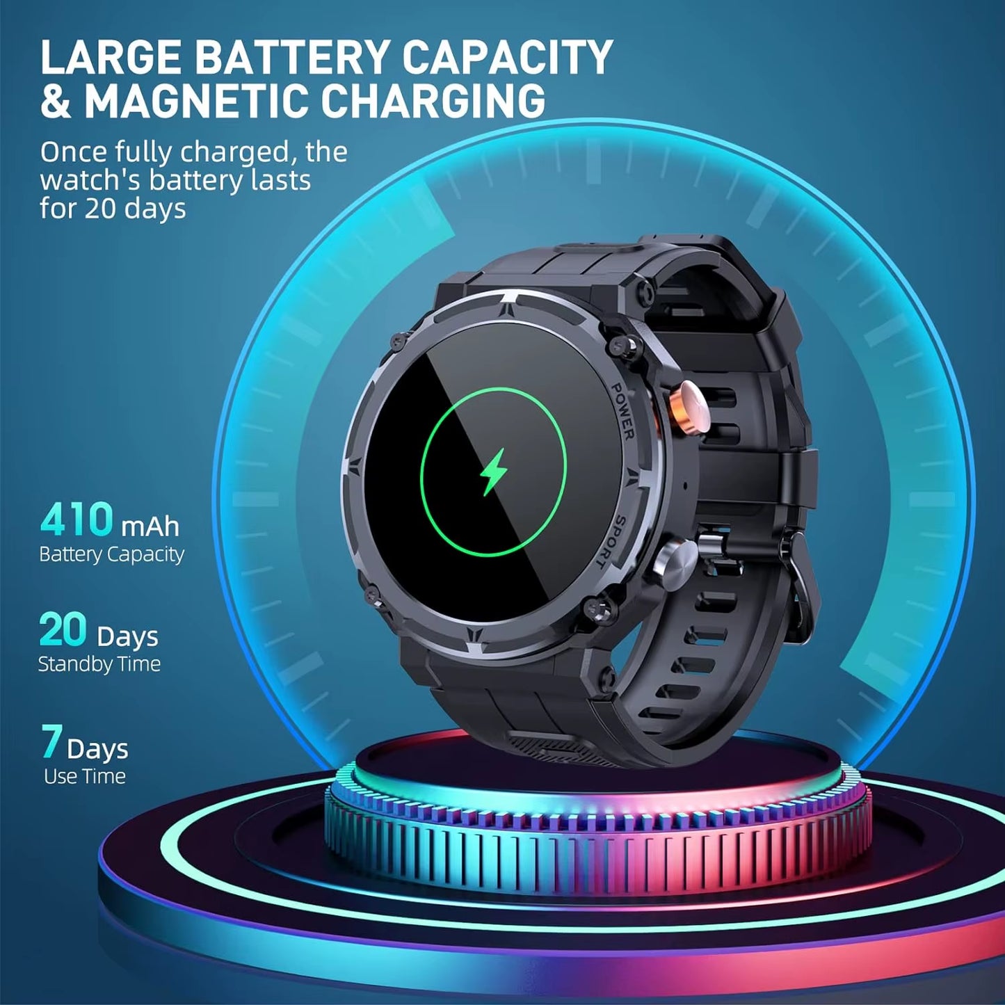 Smart Watch 1.39" Fitness Trackers with Sleep Monitor,1Atm Deep Waterproof,Long Battery Life,For Iphone and Android