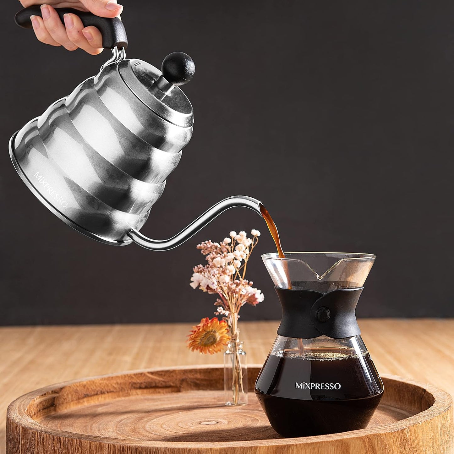 Gooseneck Pour over Coffee Kettle, Barista Pour Control Design, Ideal for Coffee and Tea, High-Grade Stainless Steel 1.2 Liter 40 Oz, Induction Cooker Stovetop Kettle Stainless Steel