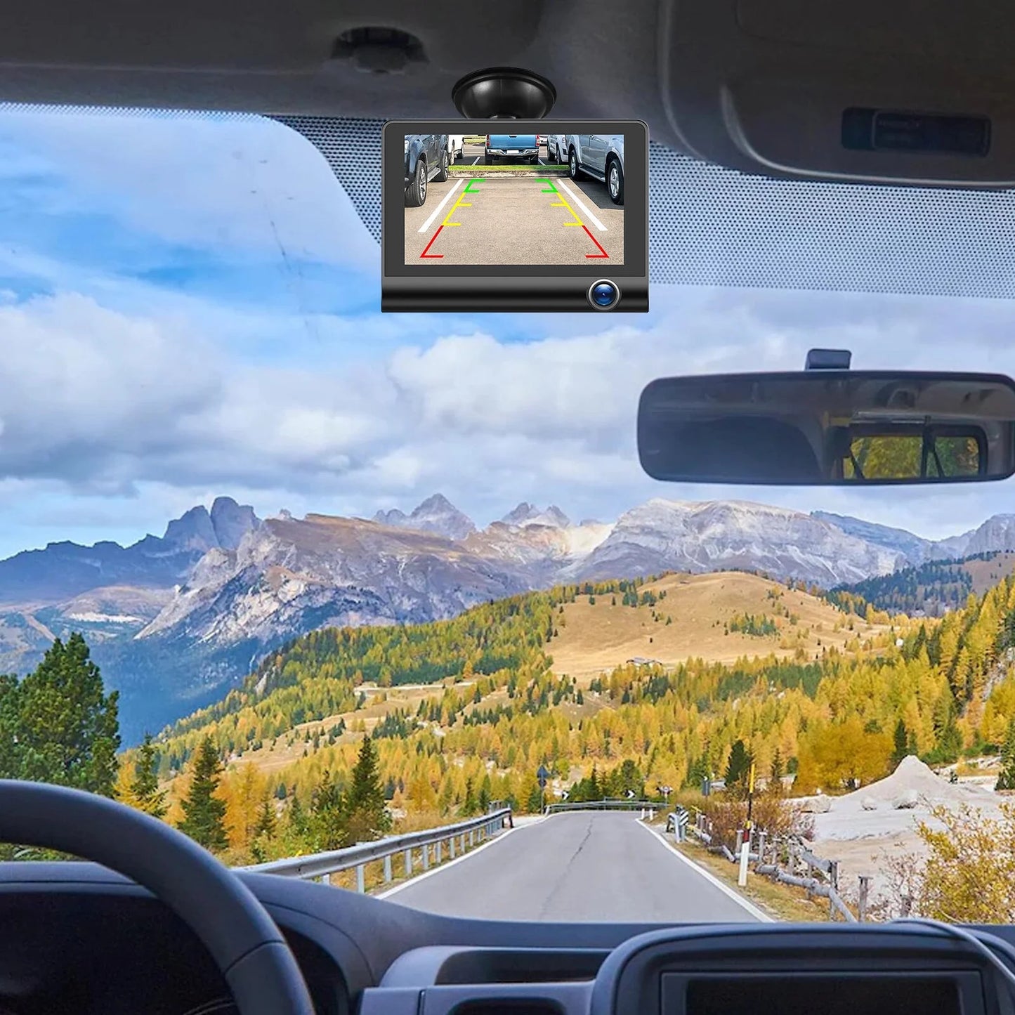Dash Cam Front and Rear Dash Cam 4 Inch Dashboard Full HD 170° Wide Angle Backup with Night Vision G-Sensor Parking Monitor Loop Recording Motion Detection