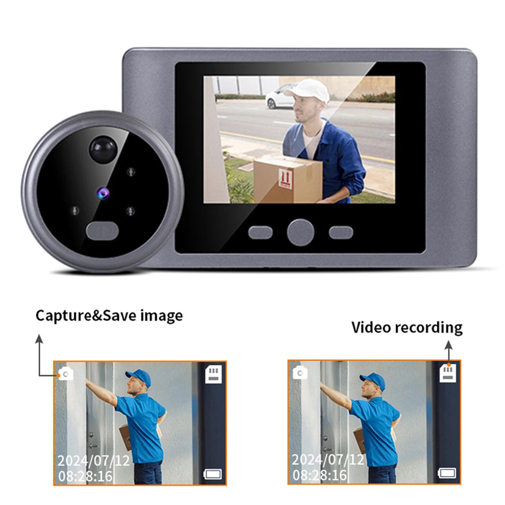 Wireless Peephole Video Doorbells PIR Motion Detector Door Peephole Eye Camera 90° Wide Angle 2.8Inch LCD Screen Home Security