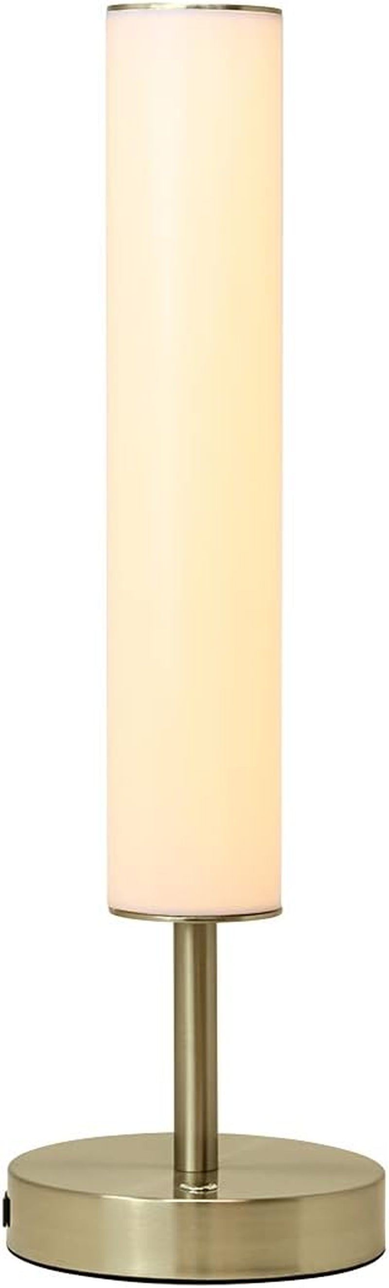 O’Bright Dimmable LED Cylinder Table Lamp with USB Charging Port, 3 Color Temperatures, Modern, Minimal, Night Lamp, Desk Lamp for Living Room, Bedroom, Home Office, Antique Brass
