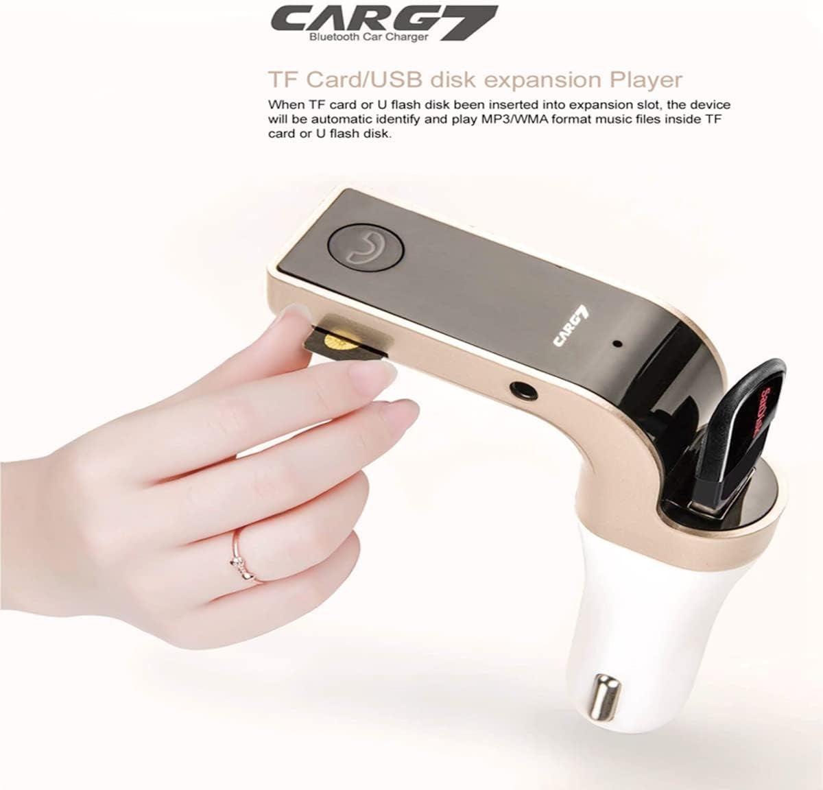 Bluetooth FM Transmitter for Car, Handsfree Bluetooth Receiver Car Kit with Mic/Tf Card/Usb Drive/Aux Play for Iphone,Ipad and Other Android Phones