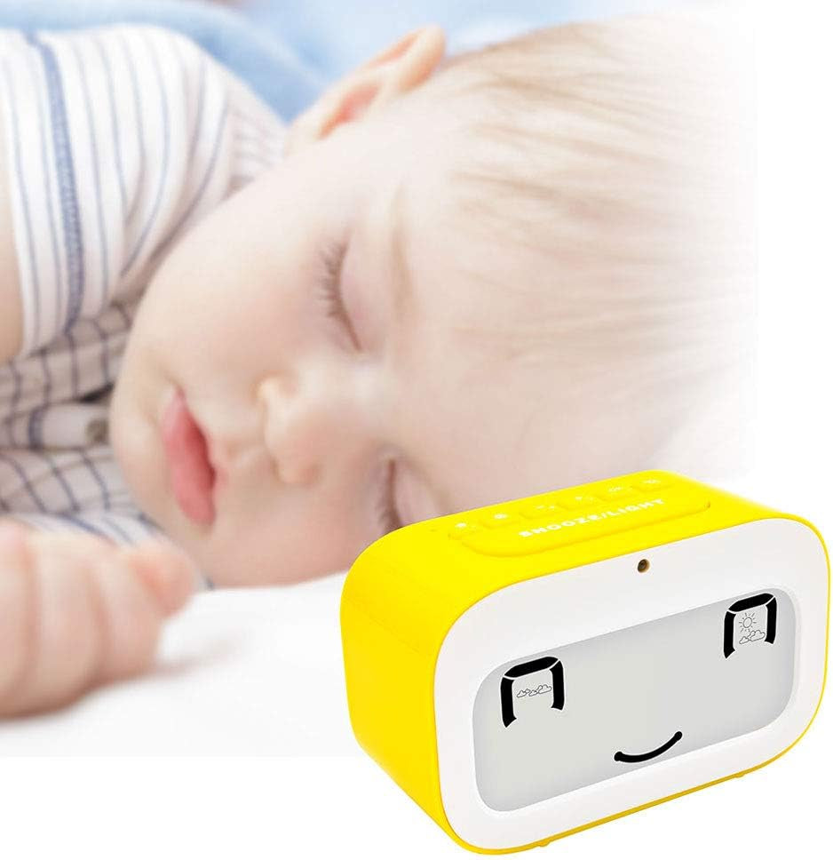 Alarm Clock, Cute Kids Clock Smart Backlight/Temperature/Snooze Wake up Alarm Clocks (Yellow)