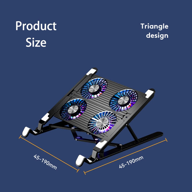 New Laptop Cooler Base Stand Foldable Laptop Cooling Pad Portable Adjustable Notebook Stand for 11-17.3 Inch with 2/4 Fans