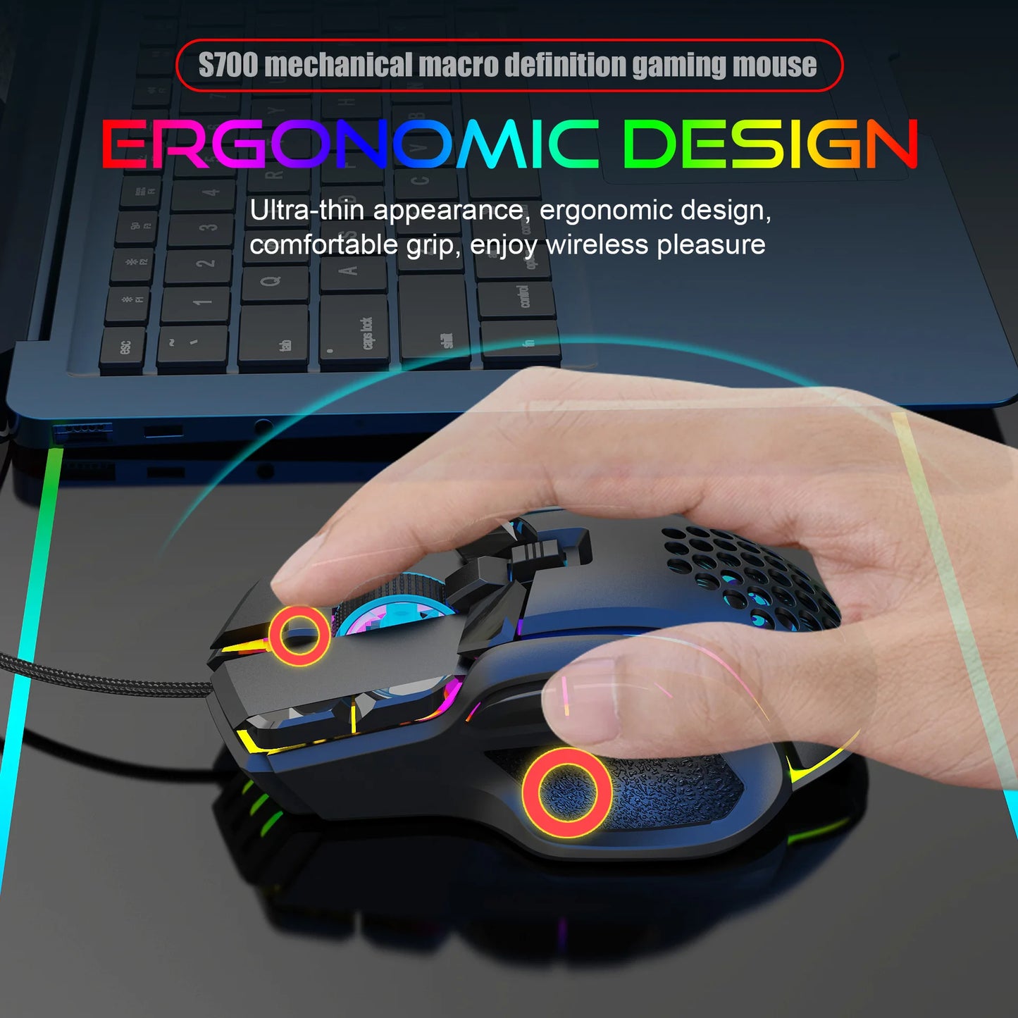 10 Buttons 12800 DPI USB Gaming Mechanical Mouse RGB Backlit Computer Gamer Programmable Wired Mice for Laptop PC Desktop