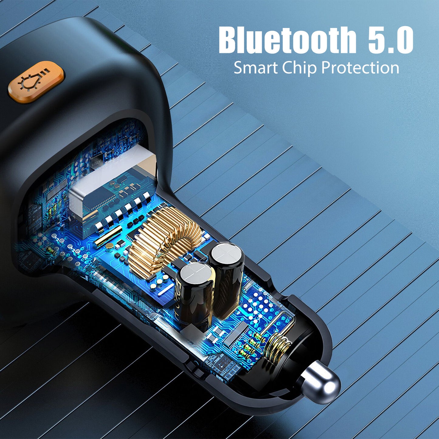 Bluetooth 5.0 Car Wireless FM Transmitter Adapter USB PD Charger AUX Hands-Free
