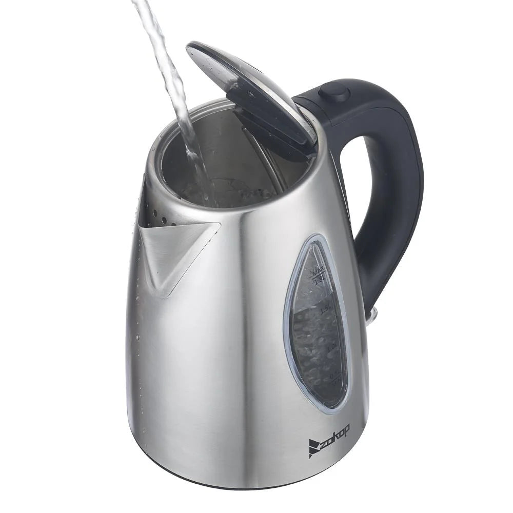 1500W 1.5L Stainless Steel Electric Kettle with Water Window, Silver