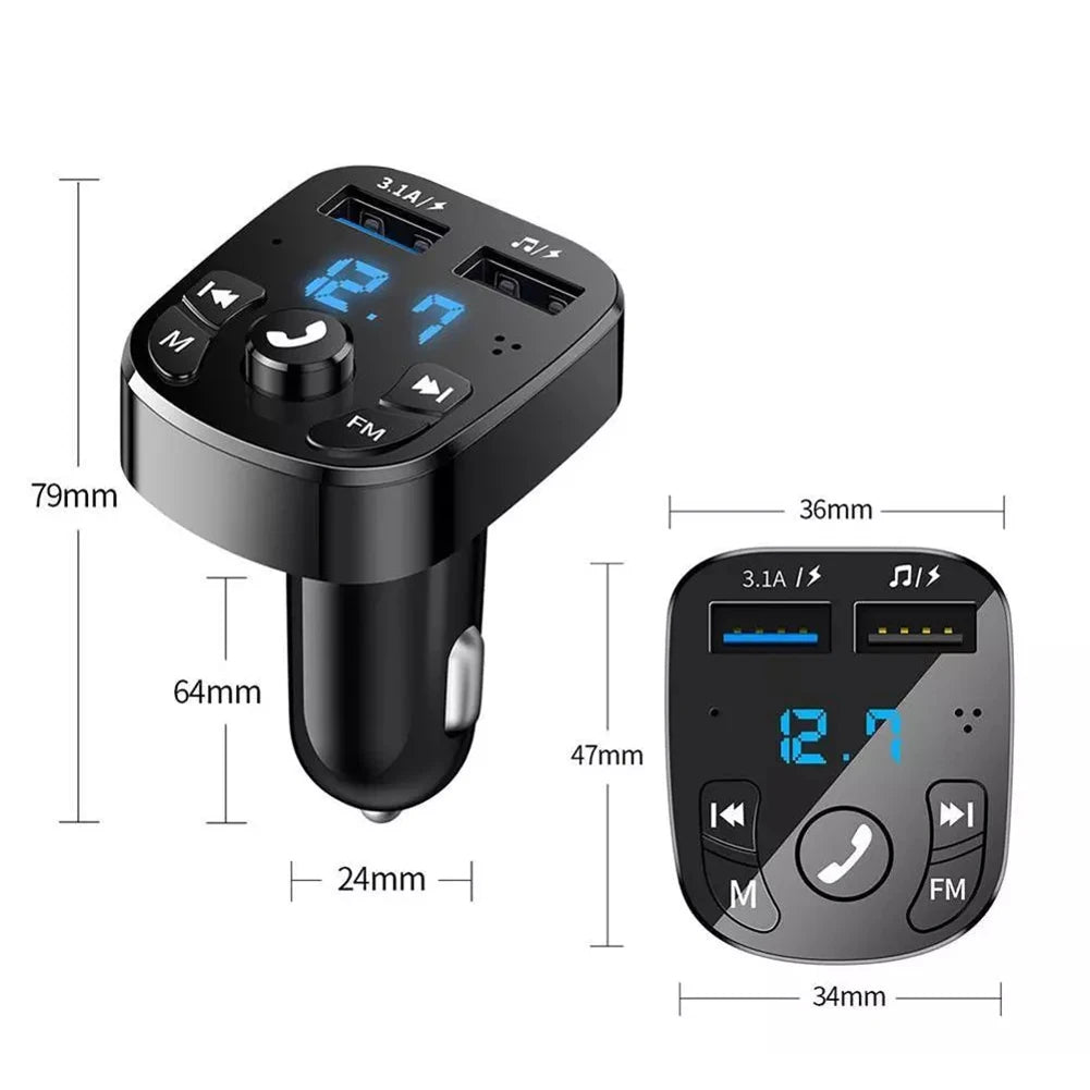 3.1A 10M FM Transmitting Car Bluetooth MP3 Music Player Built-In Overcurrent Short Circuit Protection BT Wireless Connection