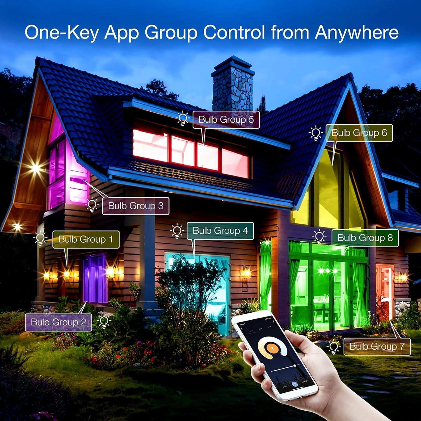 Smart Light Bulbs, RGBCW Wifi Multicolor Led Light Bulbs Compatible with Alexa & Google Home Assistant, A19 E26 9W 60W Equivalent 800Lumen, App Control, No Hub Required, 6 Pack