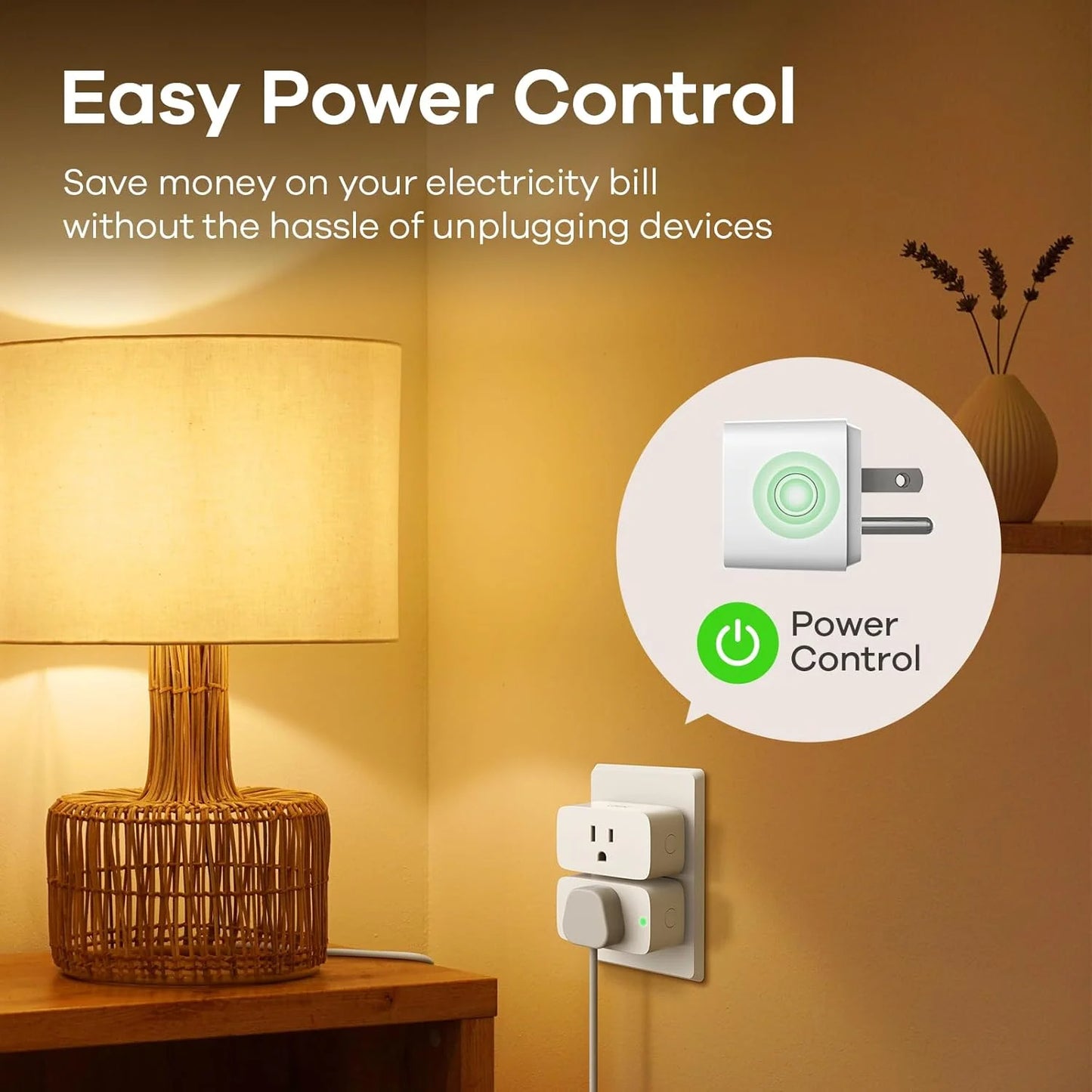 Matter , Work with Apple Home, Siri, Alexa, 15A/1800W Max Smart Outlet, Smart Home Socket 2.4G Wi-Fi, APP Control, Timer, 2 Pack