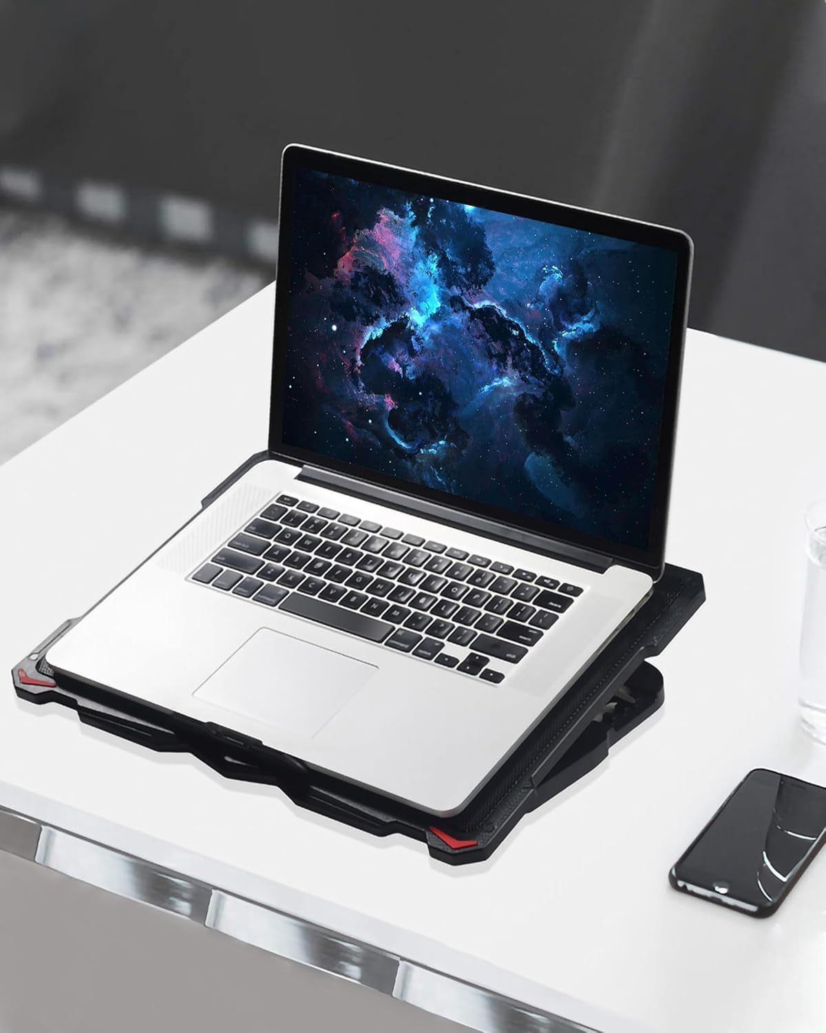 Laptop Cooling Pad 5 Fans up to 17.3 Inch Heavy Notebook Cooler, Blue LED Lights, 2 USB Ports, S035, Blue-5Fans