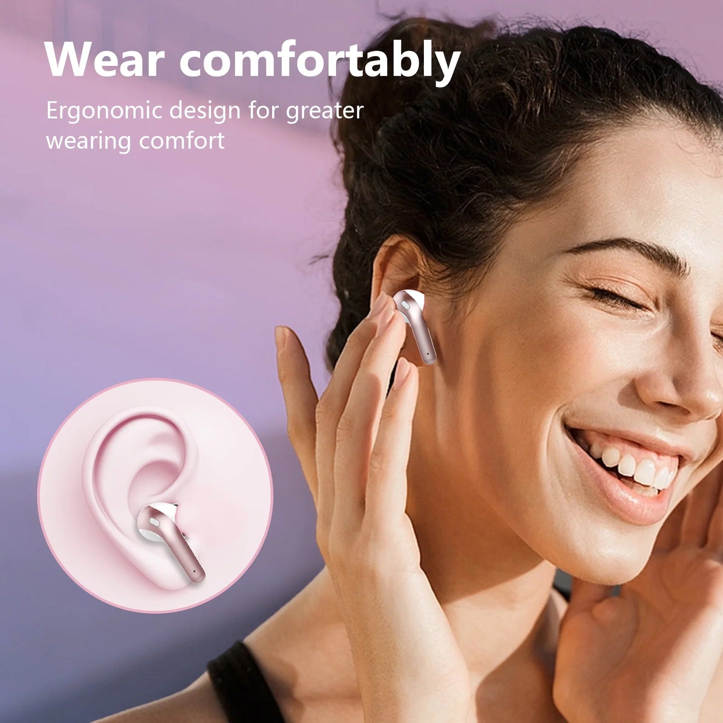 Wireless Earbuds Bluetooth Earbuds with Charging Case 35 Hours Playtime IPX7 Waterproof Headphones with Mic Pink