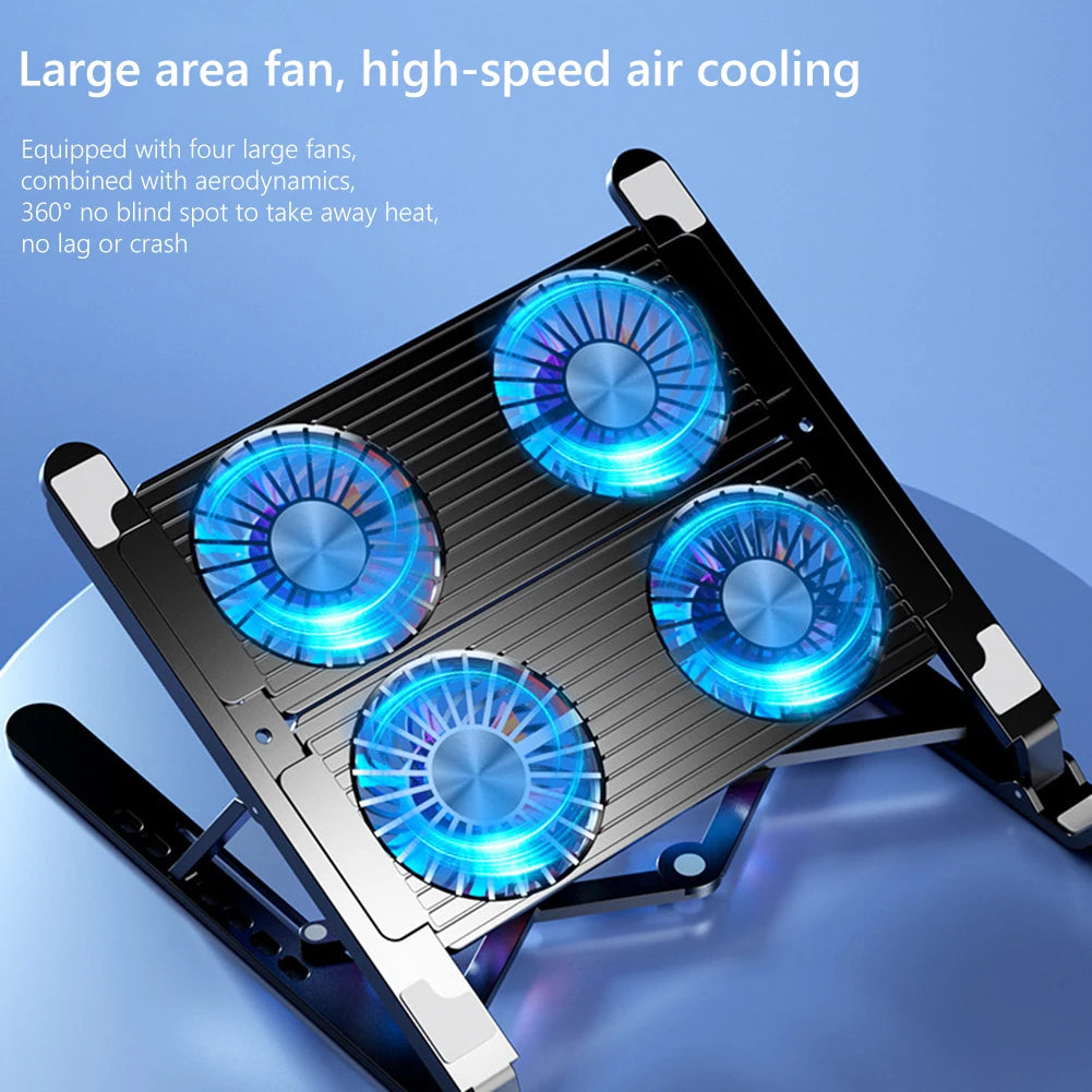 New Laptop Cooler Base Stand Foldable Laptop Cooling Pad Portable Adjustable Notebook Stand for 11-17.3 Inch with 2/4 Fans