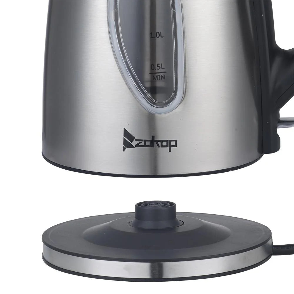 1500W 1.5L Stainless Steel Electric Kettle with Water Window, Silver