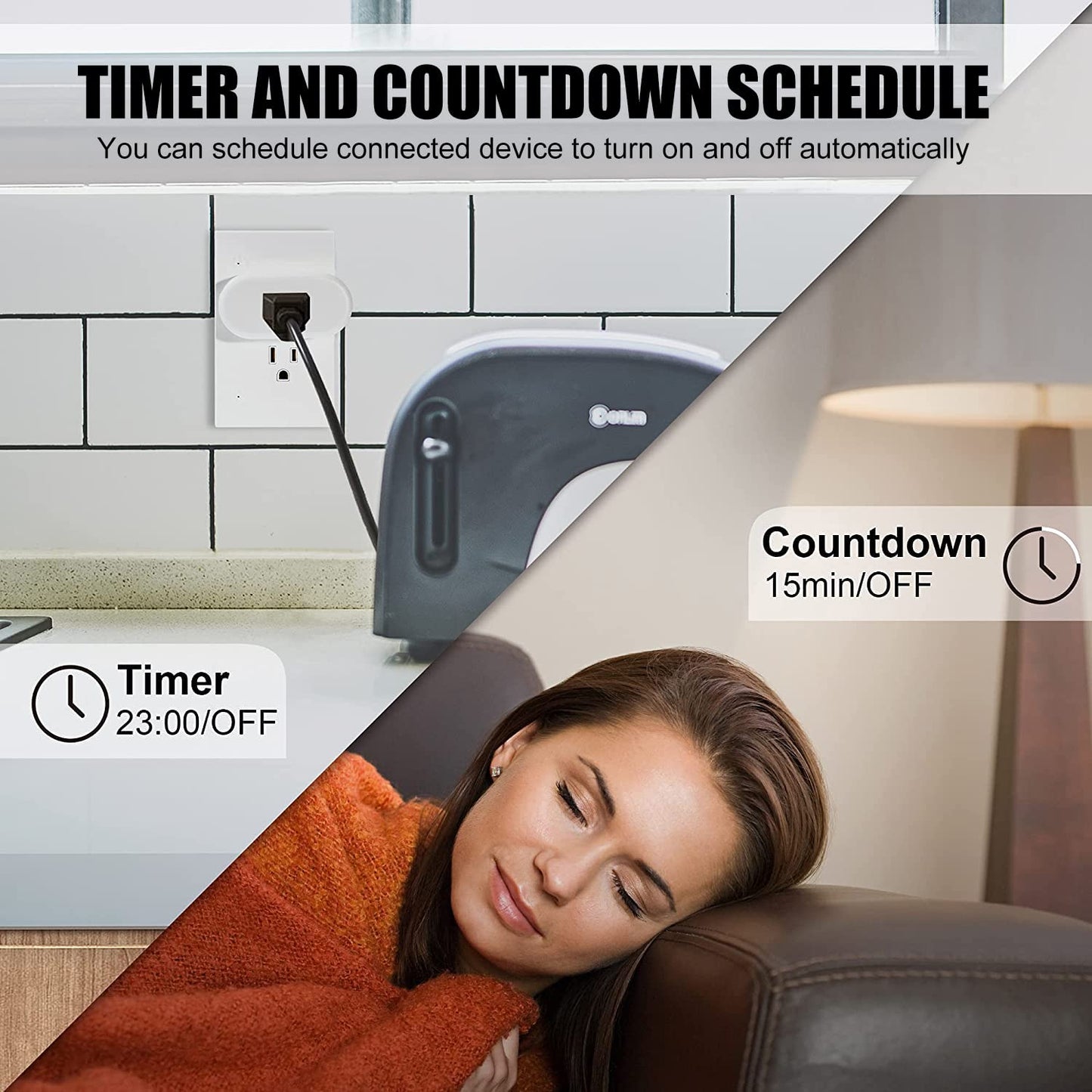Smart Plug Mini Wifi Outlet with APP Control & Timer Function, Smart Plugs Work with Alexa & Google Assitant, 15A Smart Socket No Hub Required, ETL & FCC Certified(2.4Ghz Only, 2 Pack