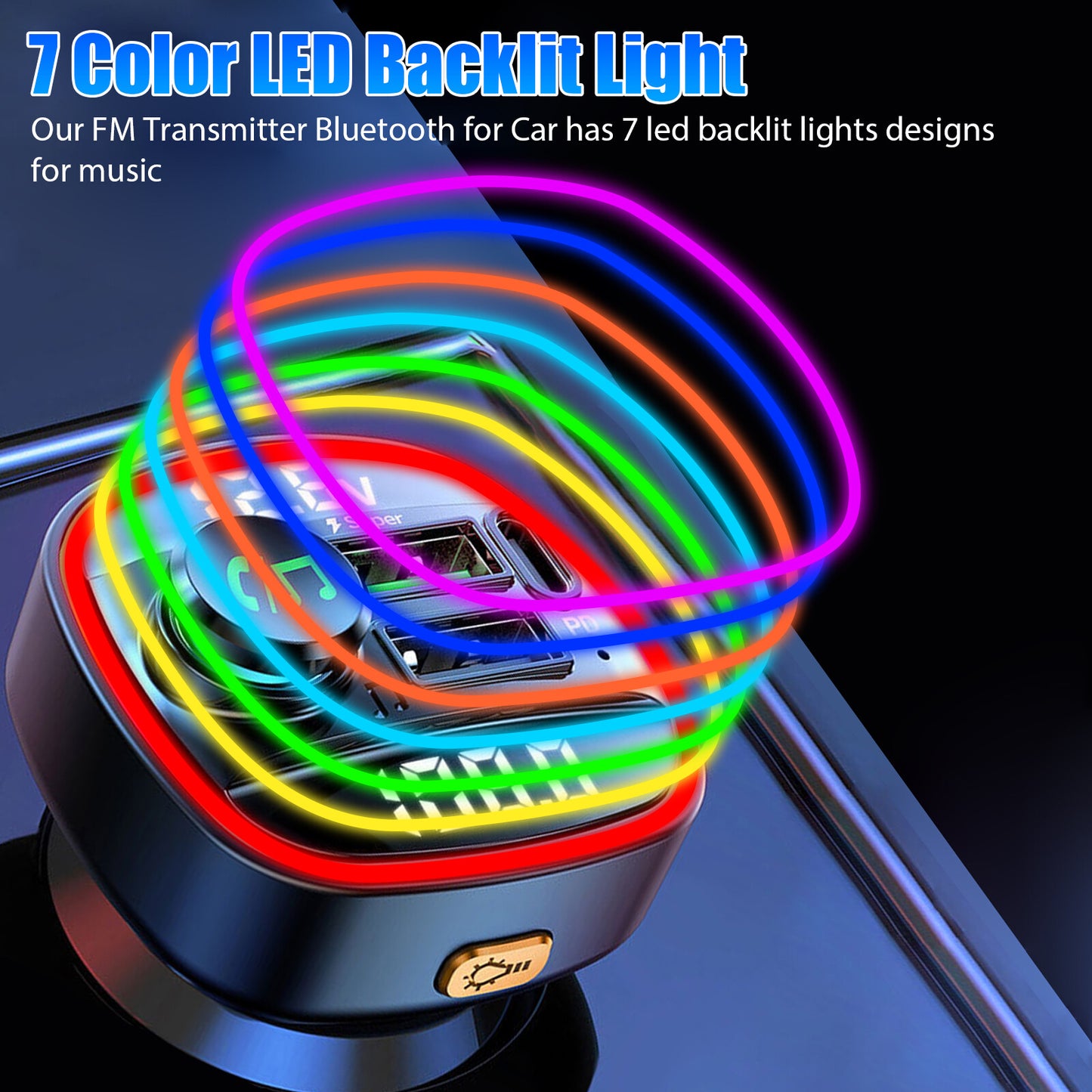 Bluetooth 5.0 Car Wireless FM Transmitter Adapter USB PD Charger AUX Hands-Free