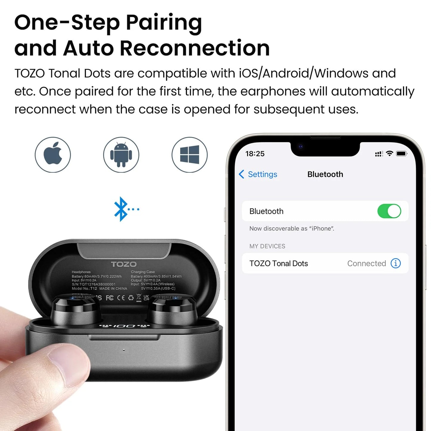 T12 In-Ear Wireless Earbuds Bluetooth 5.3 Headphones with 32EQ Mode,Stereo Bass Bluetooth Earbuds with ENC Noise Cancelling Mic,55H Play,Ipx8 Waterproof,Wireless Charging for Home,Sports,Travel