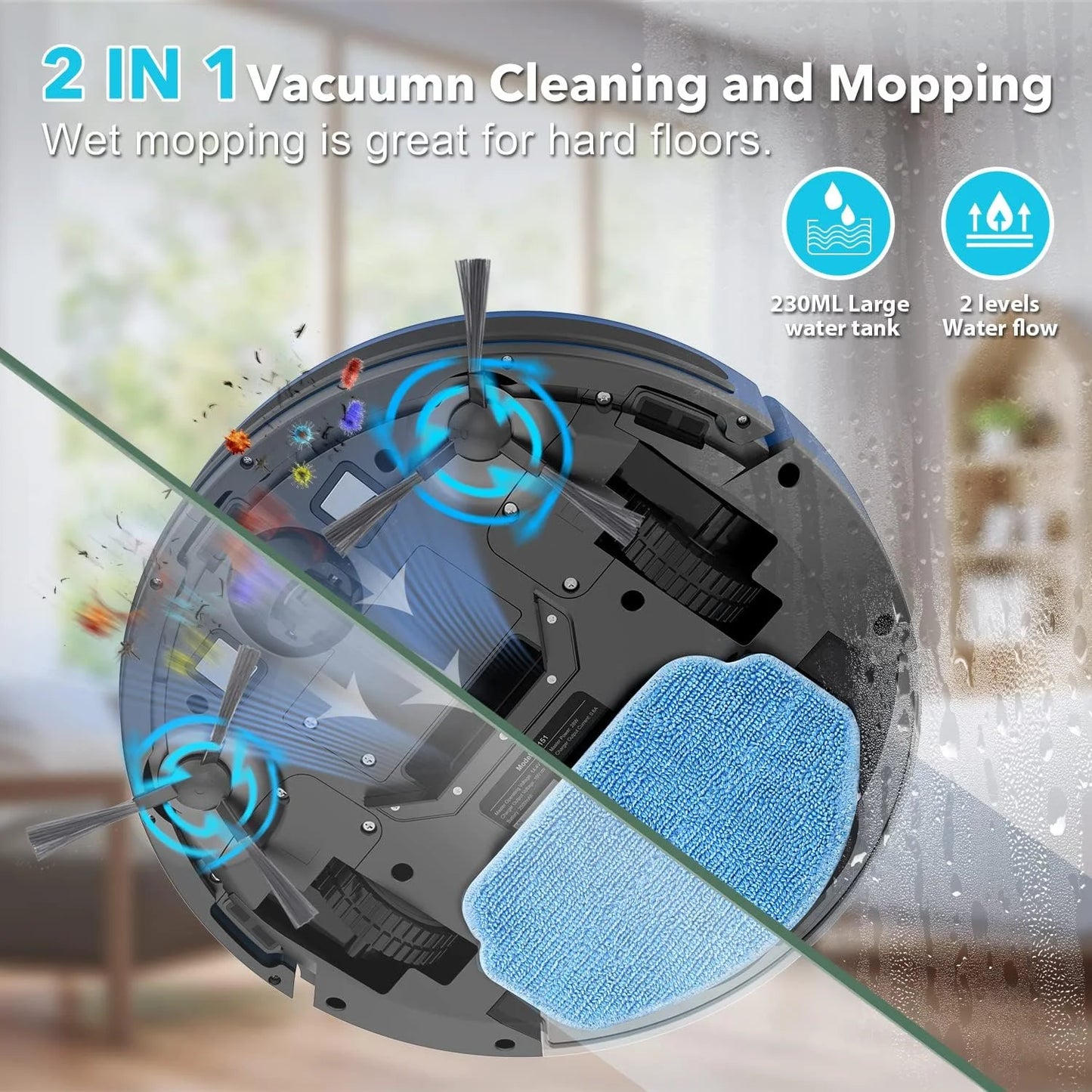 Robot Vacuum Cleaner, Robot Vacuum and Mop Combo with Wifi/Alexa for Pet Hair and Hard Floor