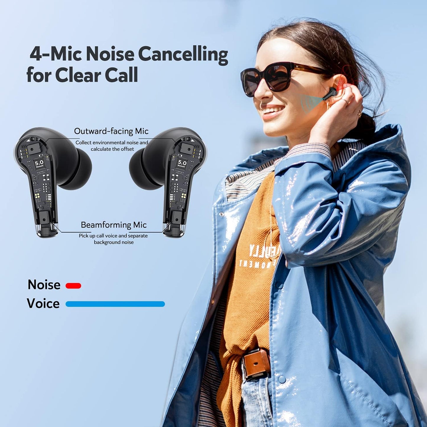 Wireless Earphones, TWS Open Ear Headphones Wireless Bluetooth 5.3 with Flexible Earhooks, Touch Control over Ear Earbuds IPX5 Waterproof Headsets with Mic for Running Workout Sport