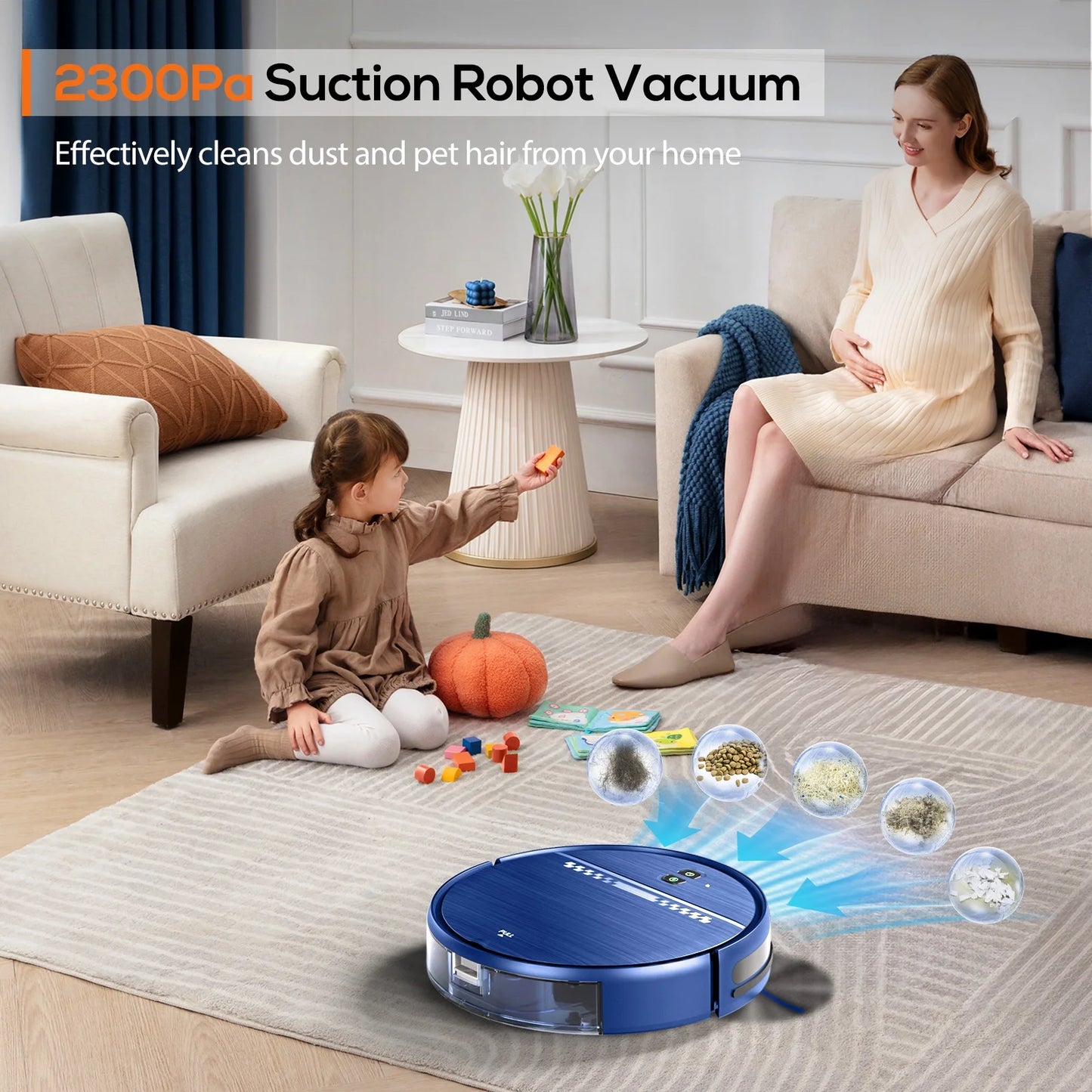 Robot Vacuum Cleaner, 2 in 1 Robot Vacuum and Mop Combo for Pet Hair, Hard Floor