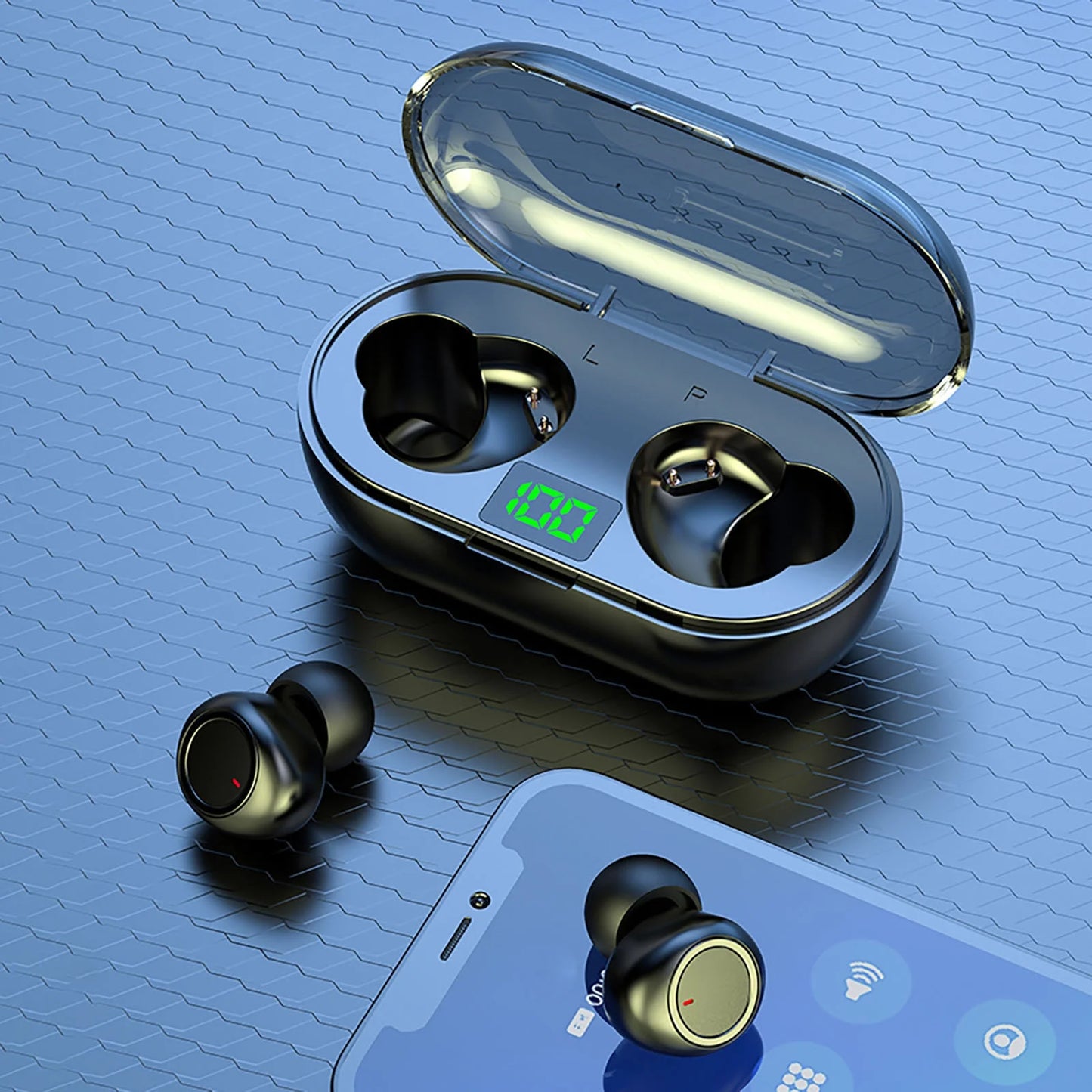Rvasteizo Wireless Earbuds Mini Ear Buds 5.3 Bluetooth Headsets Light-Weight Earphones with Microphone & Charging Case Display