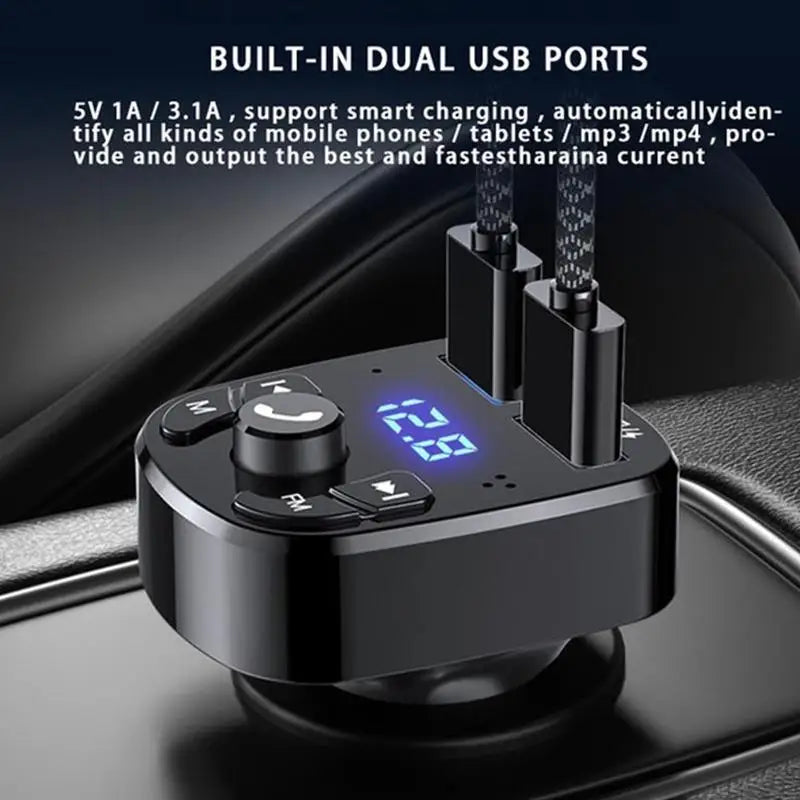 3.1A 10M FM Transmitting Car Bluetooth MP3 Music Player Built-In Overcurrent Short Circuit Protection BT Wireless Connection