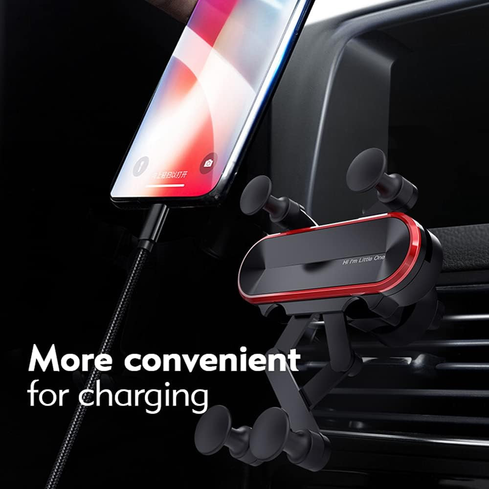 Car Phone Holder Mount, Cell Phone Car Air Vent Clip Holder, Auto Lock Hands Free Car Mini Bracket Cover to 4-6 Inch Device, Red