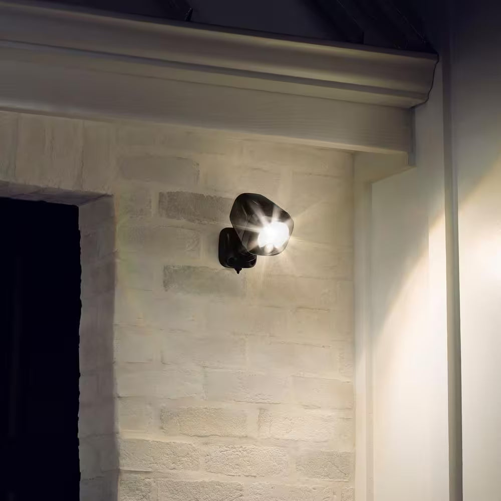 Smart Lighting Black Motion Activated Outdoor Integrated LED Spotlight Battery