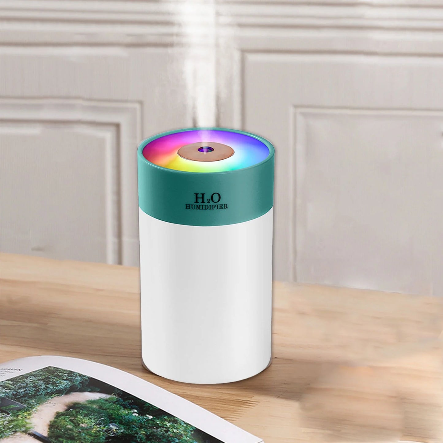 Rvasteizo Humidifiers for Bedroom, USB Humidifier with Colorful Lights, Quiet Cool Mist Humidifier for Bedroom and Office, Plants, Easy to Clean