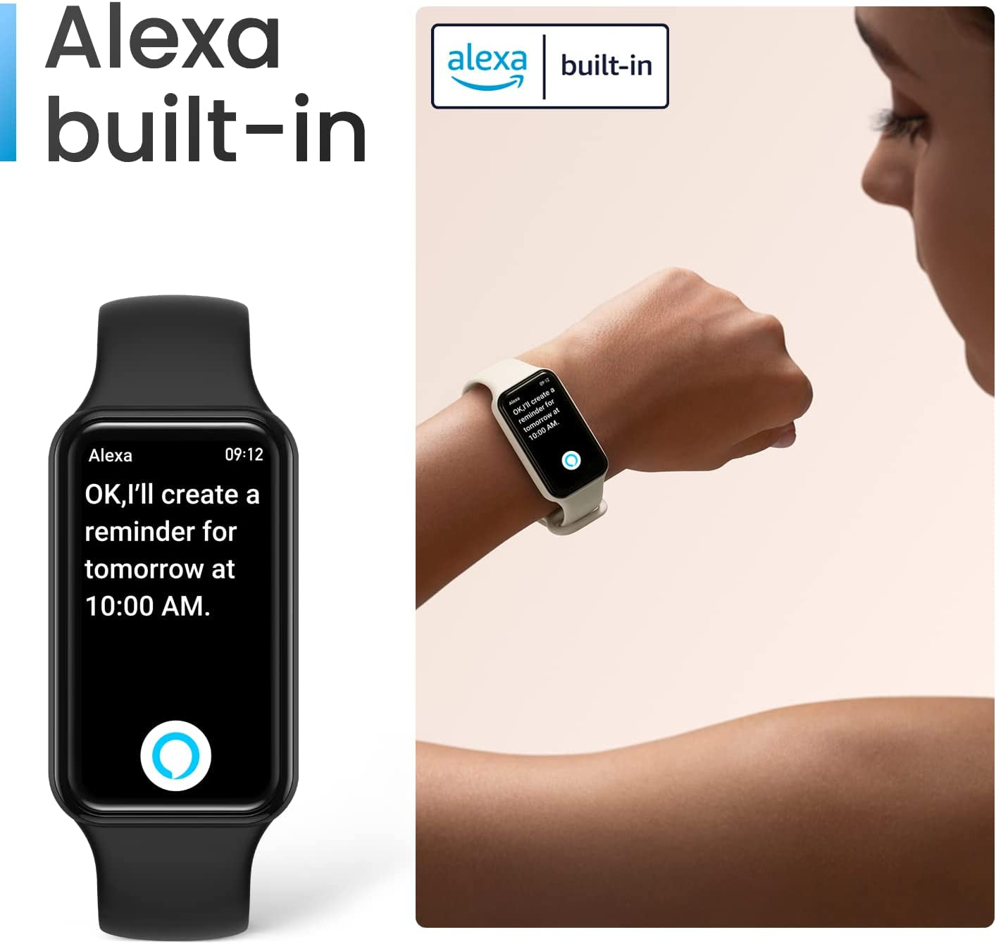 Band 7 Fitness and Activity Trackers and Smartwatches, Heart Rate, Spo2, Sleep Analysis, Amazon Alexa Built-In, 18-Day Battery, Black