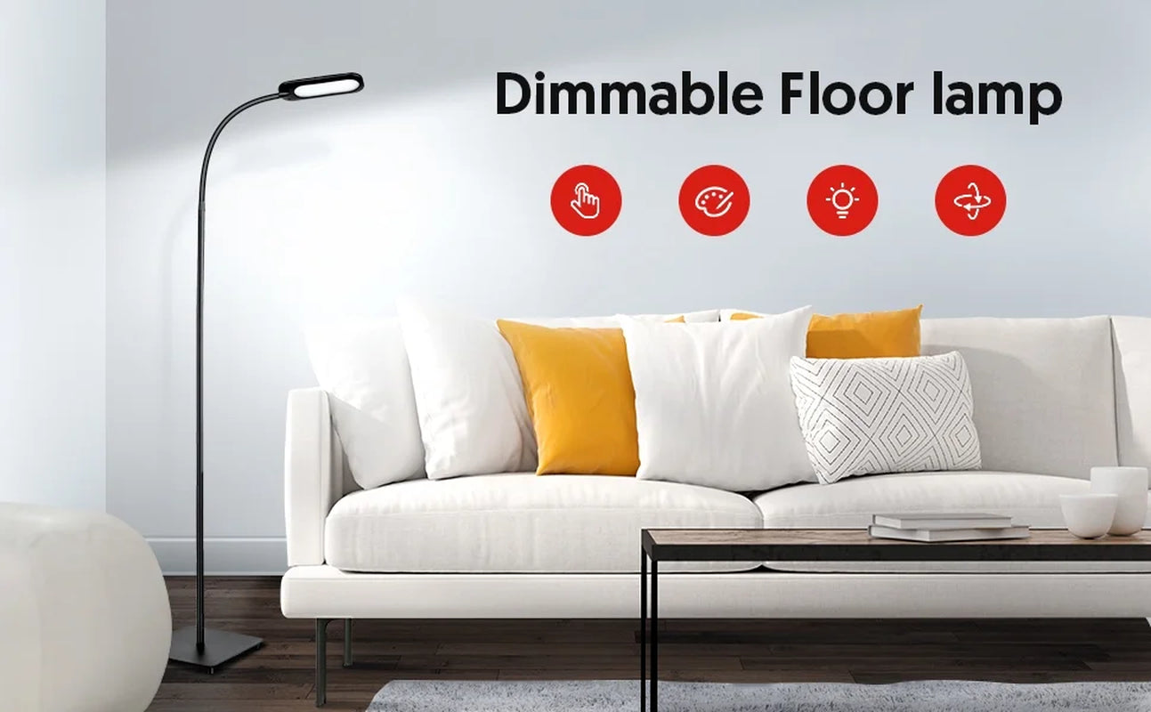 Floor Lamp, Dimmable Black Lamp with 5 Color& 4 Brightness and Adjustable Gooseneck