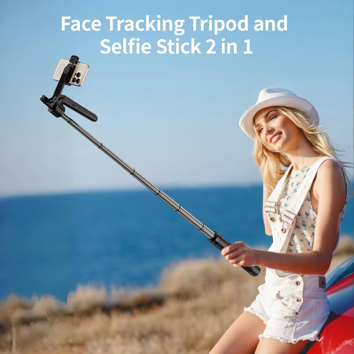 Extendable Auto Face Tracking Tripod 360° Rotation with Light, No App, 70.9" ...