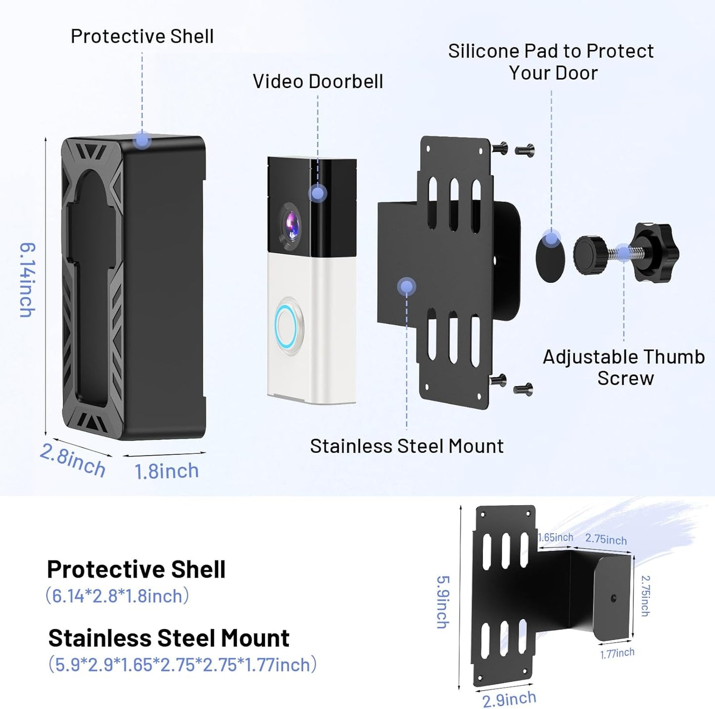 Ring Doorbell Mount, Anti-Theft Video Doorbell Mount for Ring/Blink Camera Doorb